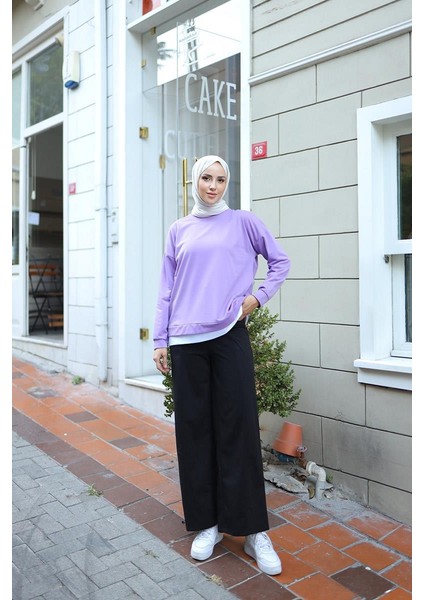 Kadın Eteği Garnili Sweat BRC1702 Lila