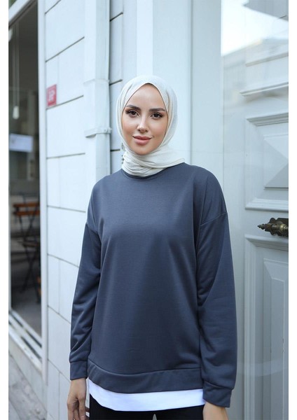 Kadın Eteği Garnili Sweat BRC1702 Füme fırsatları
