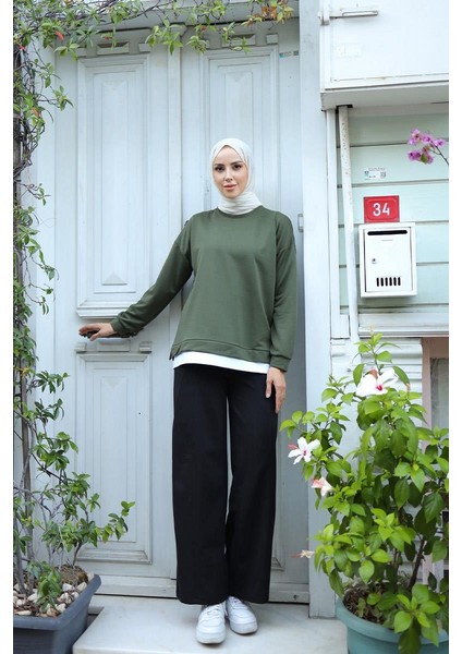 Kadın Eteği Garnili Sweat BRC1702 Haki