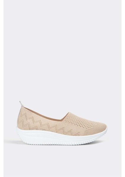 Bej Kadın Günlük Bez Rahat Ayakkabı