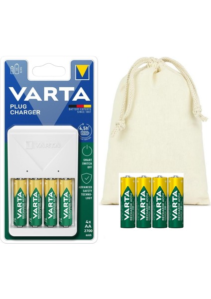 Plug Şarj Cihazı+8 Adet 2700MAH Aa Şarj Edilebilir Kalem Pil Özel Seri+Saklama Kılıfı