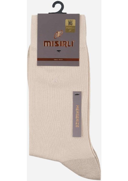 Erkek Merserize Tekli Bej Soket Çorap - M-67000-B