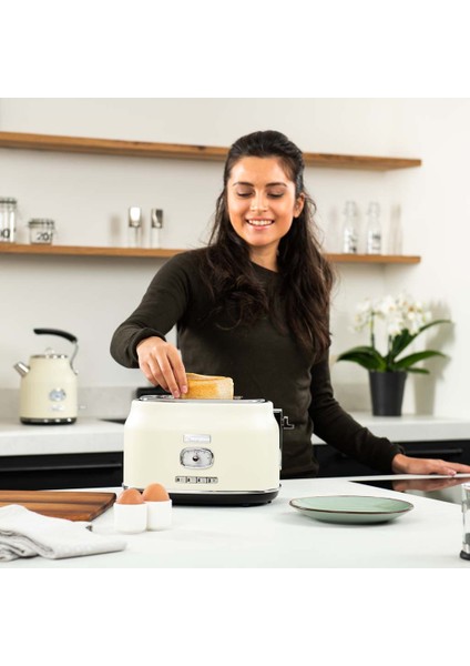 Ekmek Kızartma Makinesi - Retro Series 2 Slice Toaster Beyaz (Krem) indirimleri