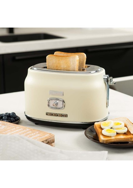 Ekmek Kızartma Makinesi - Retro Series 2 Slice Toaster Beyaz (Krem)