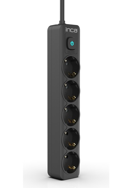 IPW-44SY 5 Port Akım Korumalı LED Tuşlu Priz 1.5m - Siyah