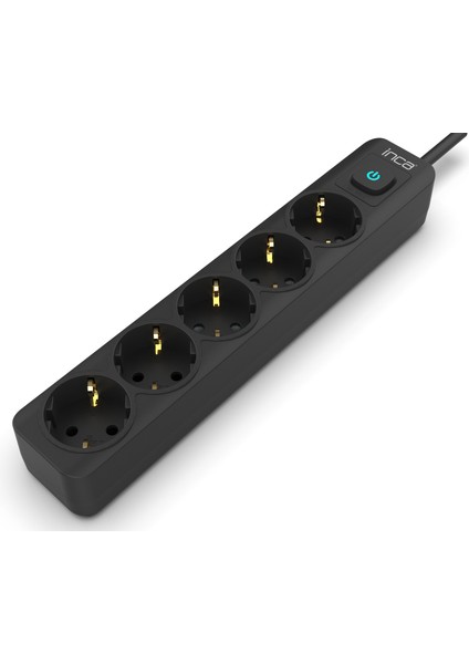 IPW-44SY 5 Port Akım Korumalı LED Tuşlu Priz 1.5m - Siyah