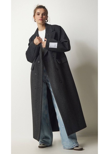 Siyah Arma Detaylı Balıksırtı Kaban 23K44052