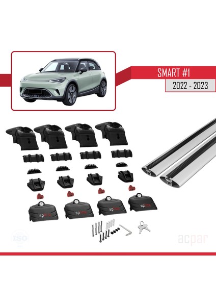 Smart #1 2022 ve Sonrası ile Uyumlu Ace-2 Ara Atkı Tavan Barı Gri