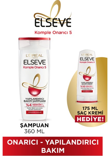 L'oréal Paris Elseve Komple Onarıcı 5 Yapılandırıcı Bakım Şampuanı 360 ml + Saç Kremi 175 ml