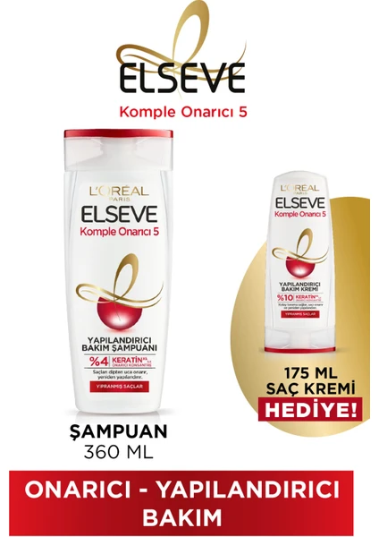 L'oréal Paris Elseve Komple Onarıcı 5 Yapılandırıcı Bakım Şampuanı 360 ml + Saç Kremi 175 ml