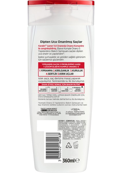 L'oréal Paris Elseve Komple Onarıcı 5 Yapılandırıcı Bakım Şampuanı 360 ml + Saç Kremi 175 ml