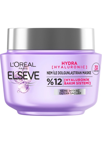 L'oréal Paris Elseve Hydra [hyaluronic] 72 Saat Nem ile Dolgunlaştıran Maske 300 ml + Saç Tokası fiyatları