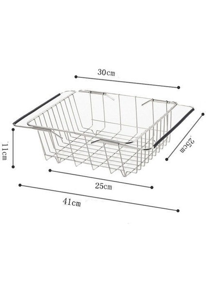 Lavabo Drenaj Rafı Paslanmaz Çelik Drenaj Sepeti Lavabo Kase Geri Çekilebilir Drenaj Sepeti Mutfak Bulaşıklık Depolama (Yurt Dışından)