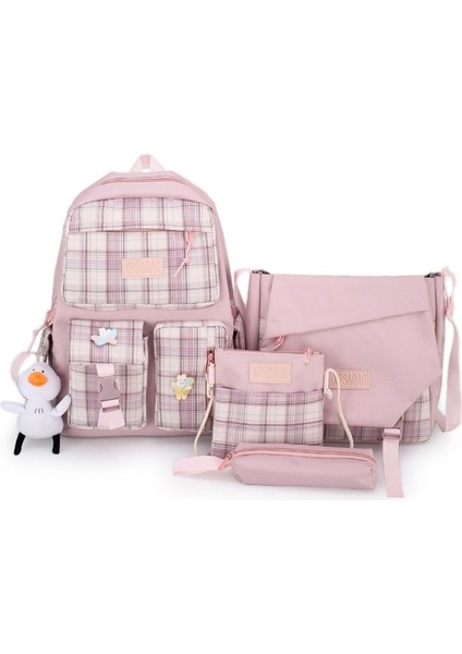 Ekose Desenli Çanta Seti (Aksesuarsız) (Yurt Dışından)