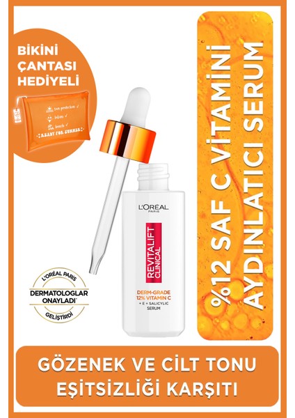 Revitalift Clinical %12 Saf C Vitamini Aydınlatıcı Ton Eşitleyici Serum 30 ml Bikini Çantası li