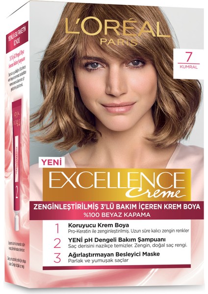 L'Oréal Paris 2'li Excellence Creme Saç Boyası - 7 Kumral Excellence Tarak Armağan