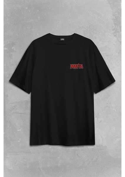 Skull Ganster Mafia Temalı Silahlı Adam Sırt Ön Baskılı Oversize Tişört T-Shirt fiyatları