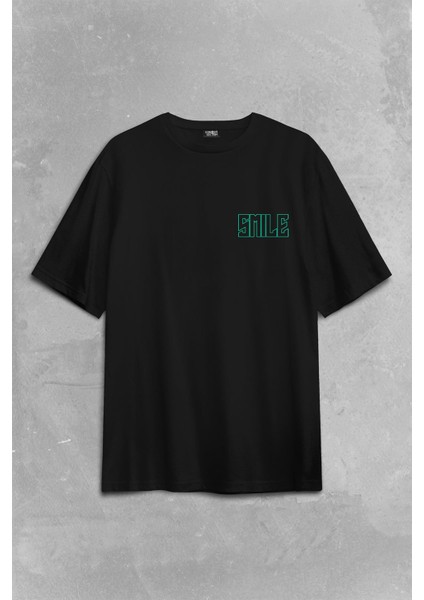 Smile Skull Urban Wear Street Culture Kuru Kafa Y2K Sırt Ön Baskılı Oversize Tişört T-Shirt