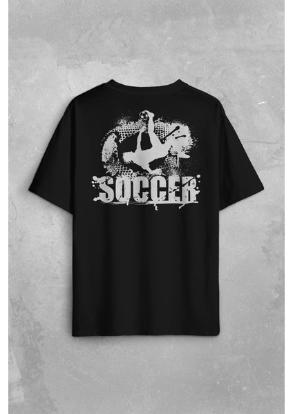 Soccer Röveşata Gol Atan Futbolcu Taktik Sırt Ön Baskılı Oversize Tişört T-Shirt