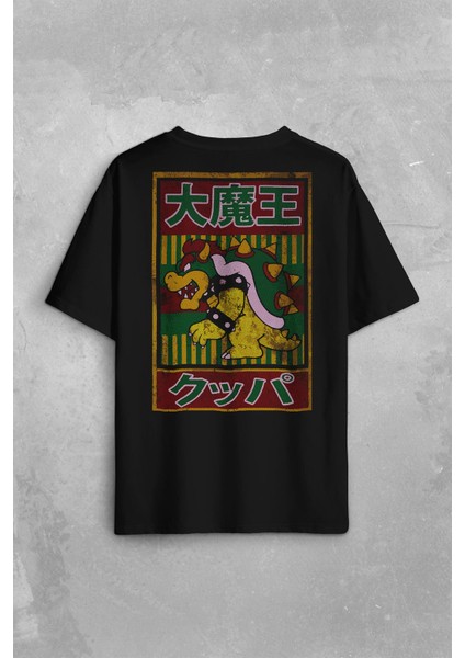 Super Mario Bowser Japanese Poster Sırt Ön Baskılı Oversize Tişört T-Shirt