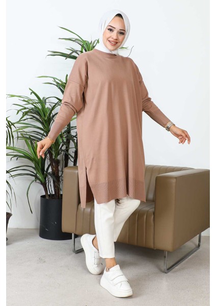 Vizon Bisiklet Yaka Merserize Salaş Triko Tunik modelleri