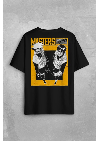 Naruto Kakashi Masters Anime Dizi Ustalar Japonca Sırt Ön Baskılı Oversize Tişört T-Shirt