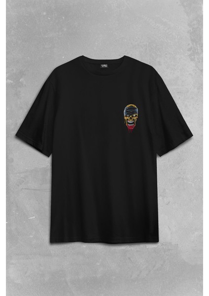 Zombie Halloween Skull Darkness Vampir Sırt Ön Baskılı Oversize Tişört T-Shirt fiyatları