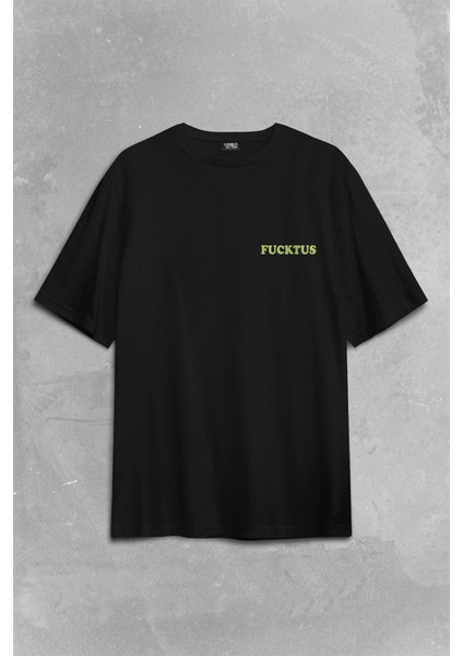 Kaktüs Orta Parmak Fucktus Sırt Ön Baskılı Oversize Tişört T-Shirt fiyatları