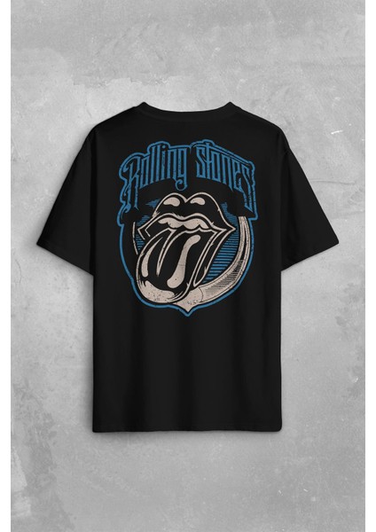 Rolling Stones Rock Retro 70S 80S Music Sırt Ön Baskılı Oversize Tişört T-Shirt