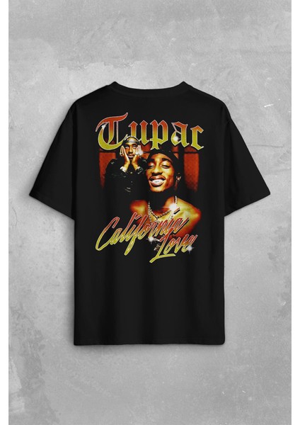 Tupac 2pac Shakur Rap Music West Coast 90S Rap Sırt Ön Baskılı Oversize Tişört T-Shirt