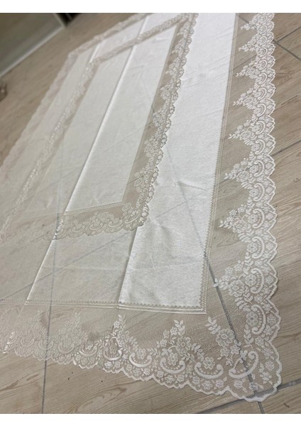 Tül Masa Örtüsü Şık Tasarım Dantelli Dertsiz 160X220