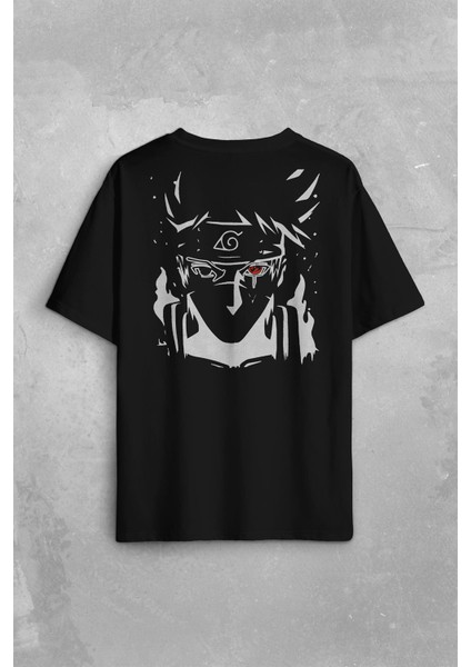 Naruto Kakashi Anime Dizi Sırt Ön Baskılı Oversize Tişört T-Shirt