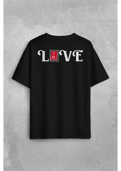 Love Live Tipografi Anahatar Sırt Ön Baskılı Oversize Tişört T-Shirt