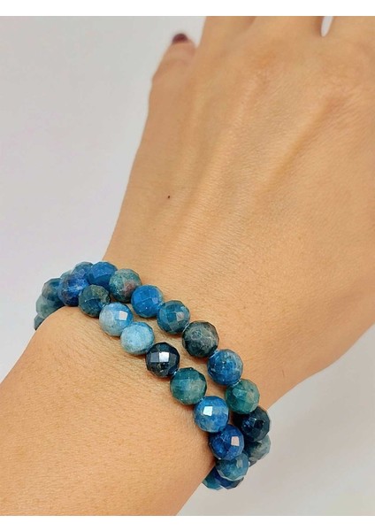 Apatit Taşı Faset Kesim 8mm Unisex Ikili Bileklik