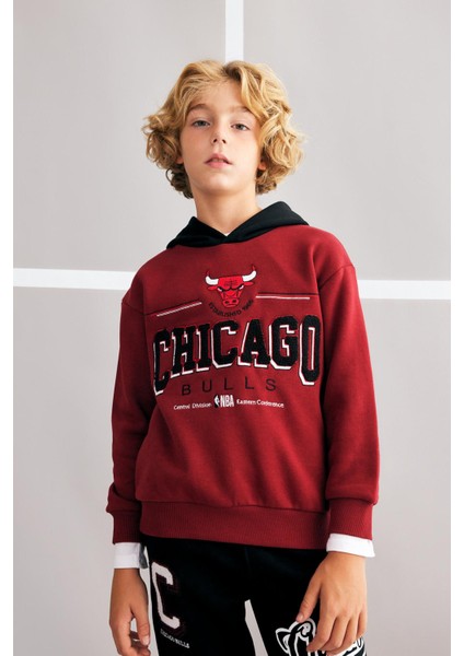 Erkek Çocuk NBA Chicago Bulls Oversize Fit Bisiklet Yaka Kalın Sweatshirt A5529A823WN