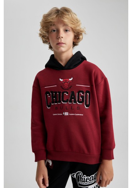 Erkek Çocuk NBA Chicago Bulls Oversize Fit Bisiklet Yaka Kalın Sweatshirt A5529A823WN