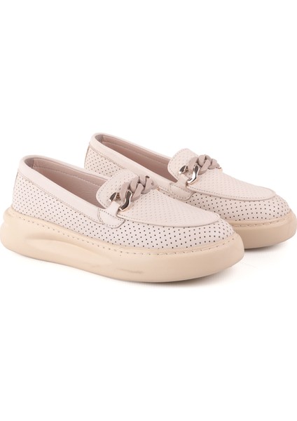 L04.422 Kadın Loafer Ayakkabı Ekru