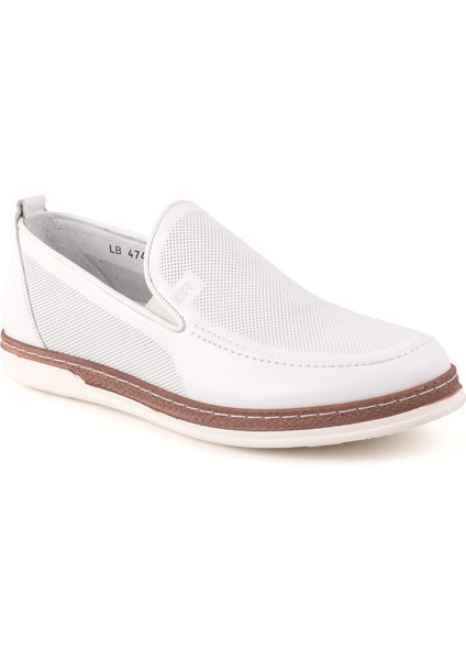 L4741 Deri Erkek Loafer Ayakkabı Beyaz