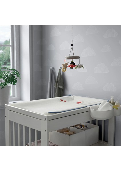 Vadra Bebek Alt Değiştirme Pedi Kılıfı Beyaz-Mavi