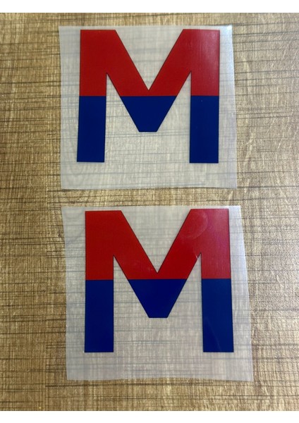 8x cm 2 Adet Ütü Ile Yapışan Mavi Kırmızı M Harfi Transfer Baskı Arma
