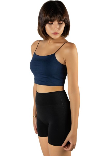 Kadın Lacivert İp Askılı Crop Top Büstiyer Bluz Atlet 23K-TRP-CRP01 fiyatları