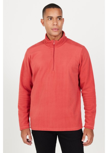 Erkek Mercan Anti-Pilling Tüylenme Yapmayan Standart Fit Dik Yaka Polar Sweatshirt