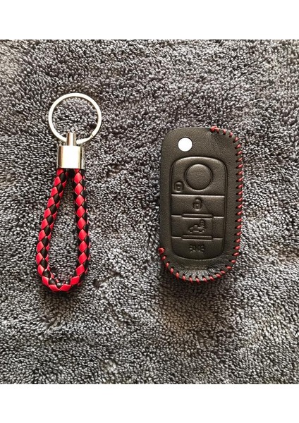Fiat Egea 500X Deri Anahtar Koruma Kılıfı ve Örgü Anahtarlık