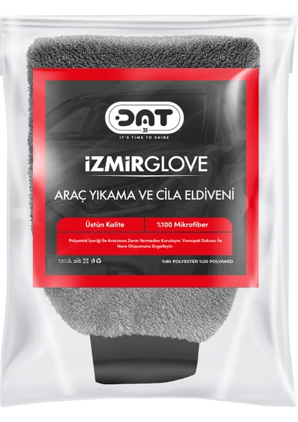 Izmirglove Gri Mikrofiber Oto Yıkama ve Araç Pasta Cila Eldiveni Araba Temizlik Bezi