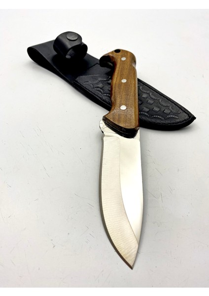 El Yapımı Kişiselleştirilebilir Kök Ceviz - Mika Kabzeli Paslanmaz Çelikten Kamp Bıçağı Doğa Bıçağı