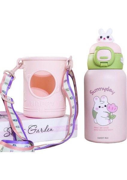 Sweet Ruı Karikatür Çocuk Paslanmaz Çelik Yalıtımlı Su Şişesi 500ML (Yurt Dışından)