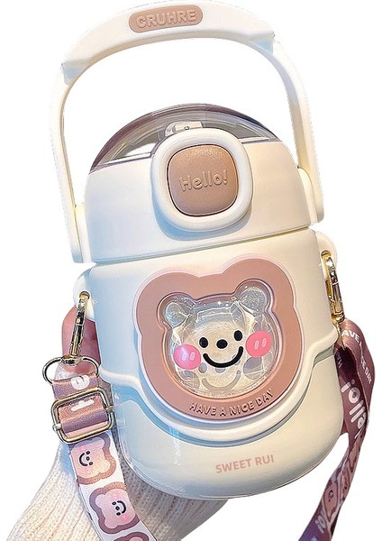 Sweet Ruı Çapraz Pipetli Çocuk Çelik Su Şişesi 700ML (Yurt Dışından)