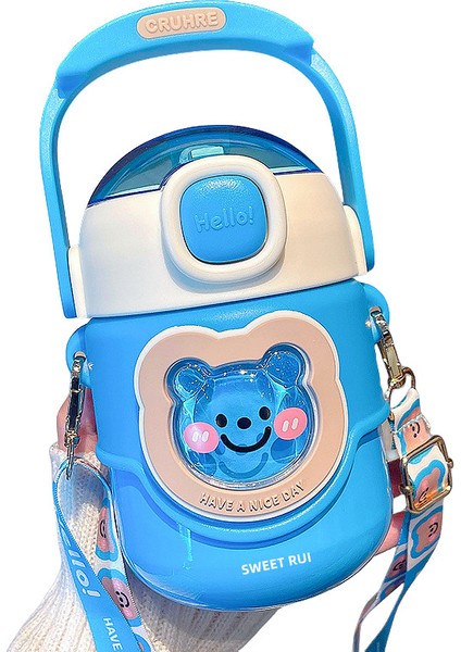 Sweet Ruı Çapraz Pipetli Çocuk Çelik Su Şişesi 700ML (Yurt Dışından)