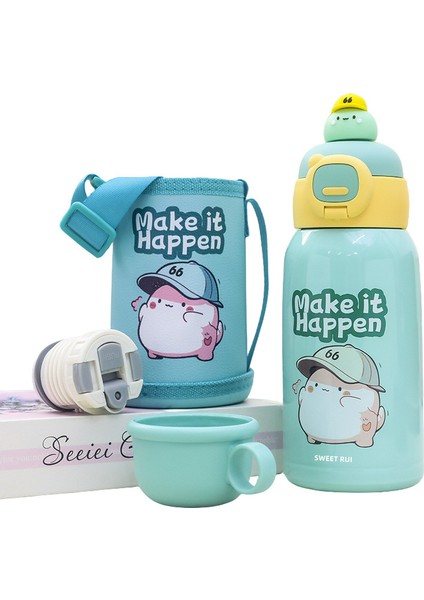 Sweet Ruı Karikatür Çocuk Paslanmaz Çelik Yalıtımlı Su Şişesi 600ML (Yurt Dışından)