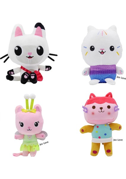 JeaLove Jea·love 4 Adet Gabby's Dollhouse Peluş Oyuncaklar Çocuk Hediyeleri Bebek (Yurt Dışından)